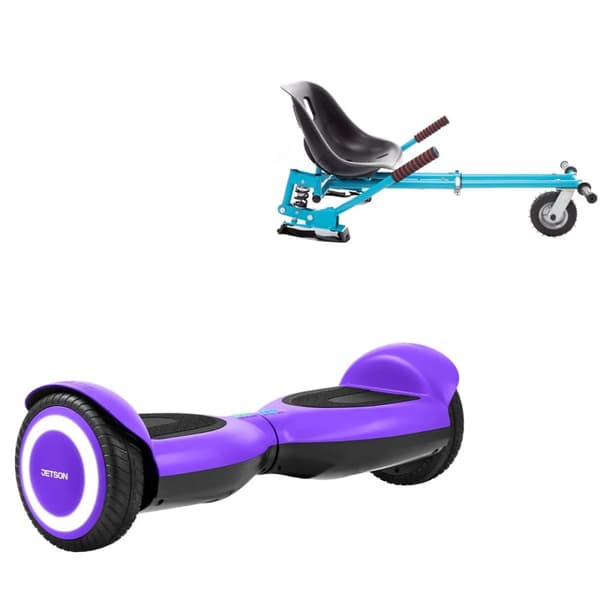 Paketti Hoverboard Go Kart Iskunvaimentimilla, 6,5 tuumaa, Jetson Prism Purple, Vakio Toimintasäde ja Sininen Hoverkart iskunvaimentimilla