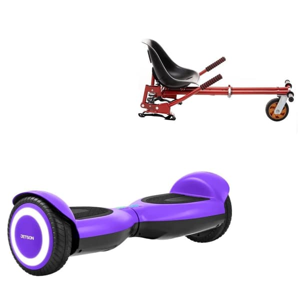 Paketti Hoverboard Go Kart Iskunvaimentimilla, 6,5 tuumaa, Jetson Prism Purple, Vakio Toimintasäde ja Punainen Hoverkart iskunvaimentimilla