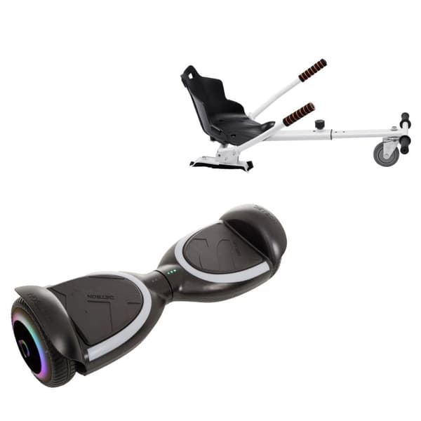 Paketti Hoverboard Standard Go Kart 6,5 tuumaa, Jetson Prism Black Plus, Vakio Toimintasäde ja Valkoinen Hoverkart, Smart Balance