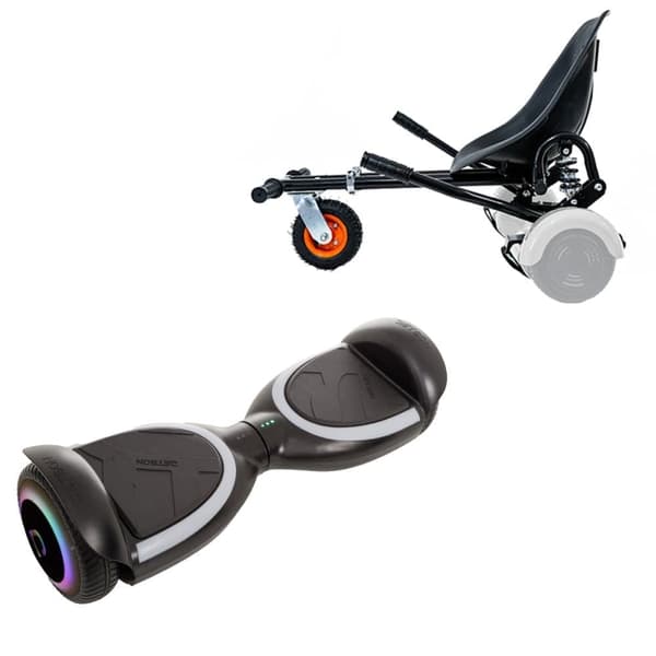 Paketti Hoverboard Go Kart Iskunvaimentimilla, 6,5 tuumaa, Jetson Prism Black Plus, Vakio Toimintasäde ja Musta Hoverkart iskunvaimentimilla
