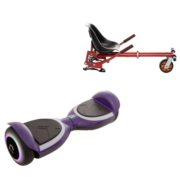 Paketti Hoverboard Go Kart Iskunvaimentimilla, 6,5 tuumaa, Jetson Prism Purple Plus, Vakio Toimintasäde ja Punainen Hoverkart iskunvaimentimilla