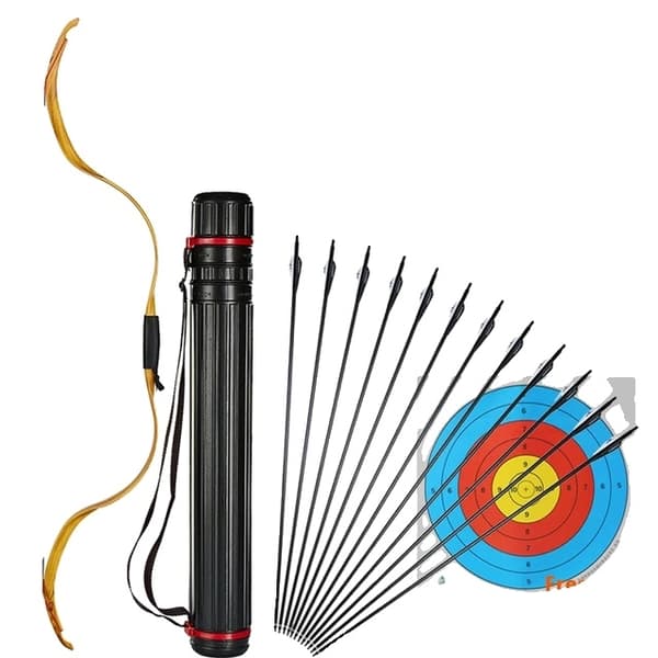 Ungdoms Recurve Båge, Traditionell Design, Demonterbar Funktion, Gulgrön Koger