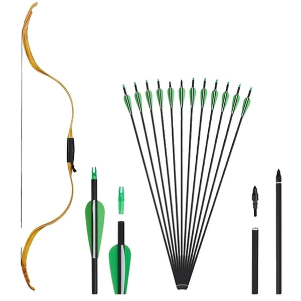 Ungdoms Recurve Båge, Traditionell Design, Demonterbar Funktion, Gulgrön Koger