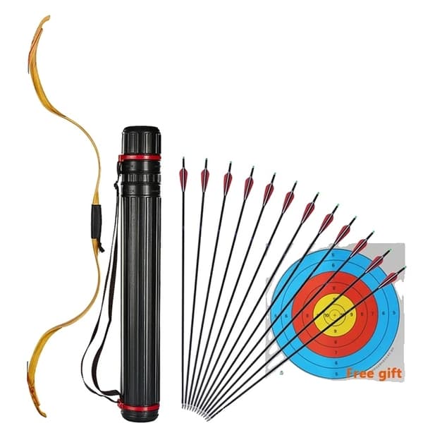 Ungdoms Recurve Båge, Traditionell Design, Demonterbar Funktion, Gulgrön Koger
