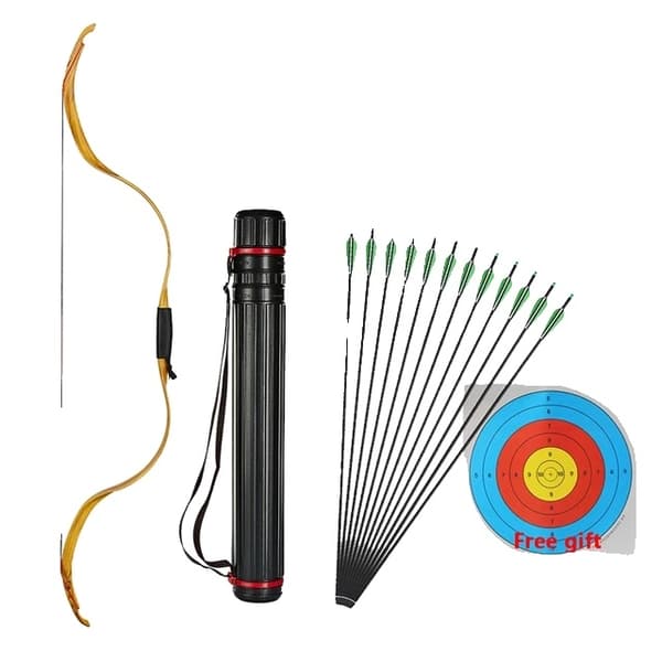 Ungdoms Recurve Båge, Traditionell Design, Demonterbar Funktion, Gulgrön Koger