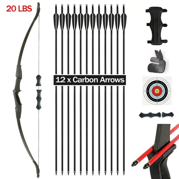 Takedown Recurve Bue, 20/30/40 lbs Trækvægt, 57 tommer Længde,20 kg bue sæt