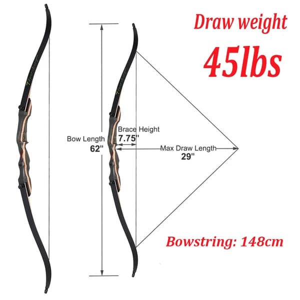 Jousi, 20-50 paunaa vetovoima, oikeakätinen, 45lbs