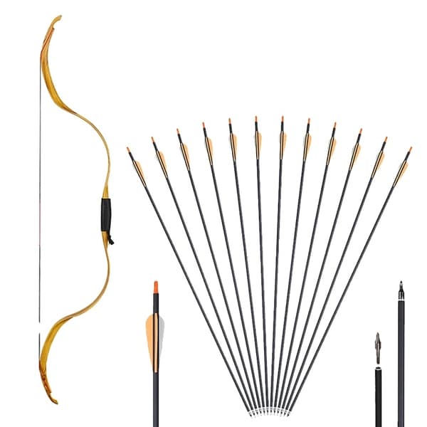 Ungdoms Recurve Bue, Traditionelt Design, Nedtagelig Funktion, Gul 2