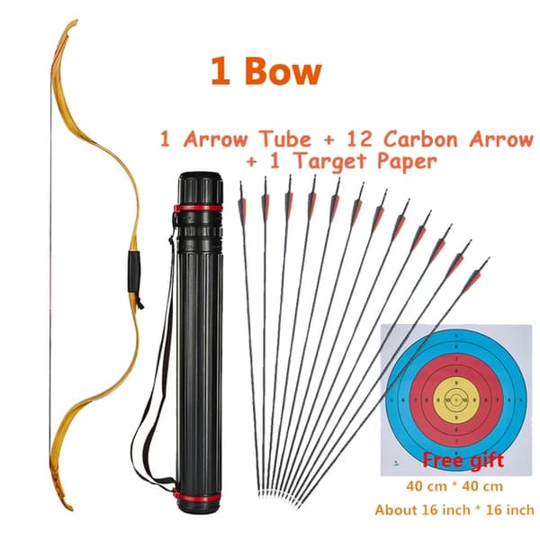 Ungdoms Recurve Bue, Traditionelt Design, Nedtagelig Funktion, Gul Rød-b Pilholder