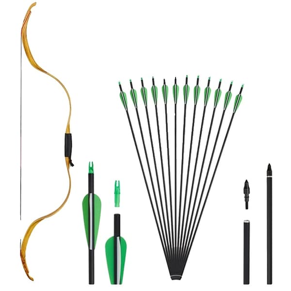 Ungdoms Recurve Båge, Traditionell Design, Demonterbar Funktion, Gulgrön