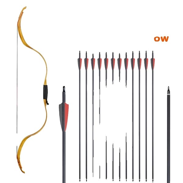 Ungdoms Recurve Bue, Traditionelt Design, Nedtagelig Funktion, Gul rød-sort