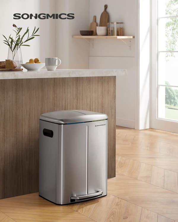 Jäteastia - 40 l - 2 osastolla - 2 x 20 l - metallipolkimia - muovinen sisäkauha
