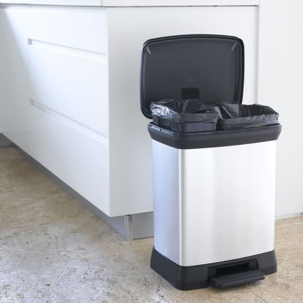 Curver Dobbel pedalbøtte Deco 10L+18L sølv