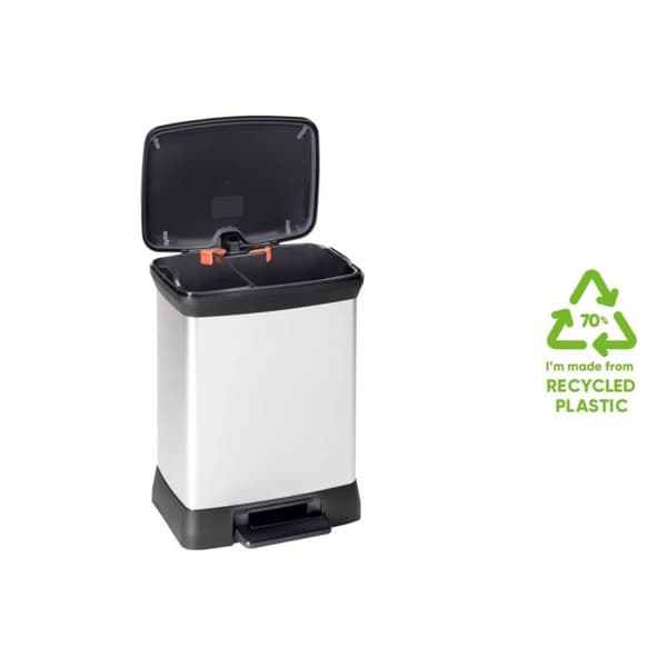 Curver Dobbel pedalbøtte Deco 10L+18L sølv