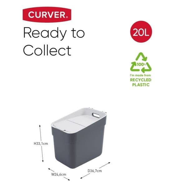 Curver Soptunna Ready to Collect 20L mörkgrå