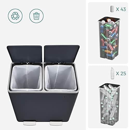 Songmics dobbeltspand, 2 X 30 L dobbeltrumssæt