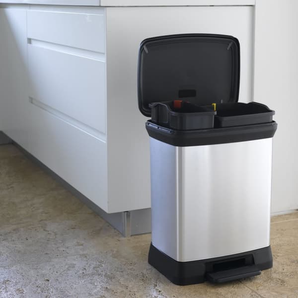Curver Pedalhink dubbel Deco 10L+18L silver