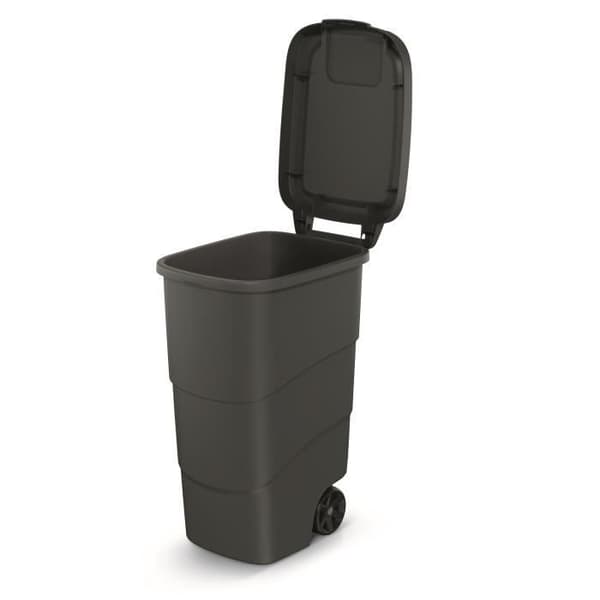Papperskorgen med hjul och lock Keden Wheeler 90L Universal plastbehållare (svart)