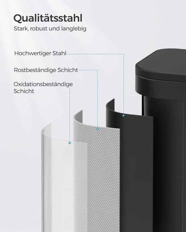 Køkkenaffaldsspand, 20 Liters Affaldsspand med Låg, med Inderspand, Sort Blæk
