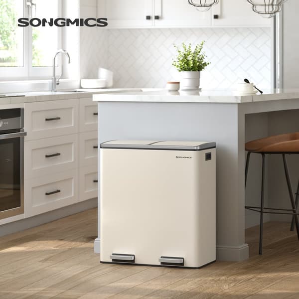 Kahden Hengen Huone 2 X 30 L Roskakori, 2 Roskapussia, Metalliset Jalkapolkimet, Kerma