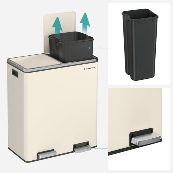 Kahden Hengen Huone 2 X 30 L Roskakori, 2 Roskapussia, Metalliset Jalkapolkimet, Kerma