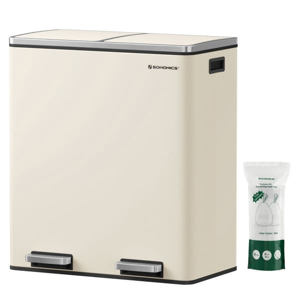 Kahden Hengen Huone 2 X 30 L Roskakori, 2 Roskapussia, Metalliset Jalkapolkimet, Kerma