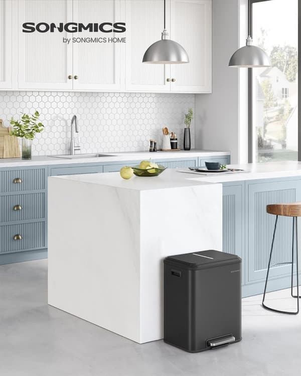 Soptunna Sorterare 2 X 15 L med Lock, Rostfritt Stål, Lufttät, Plastflaska, Kraftig