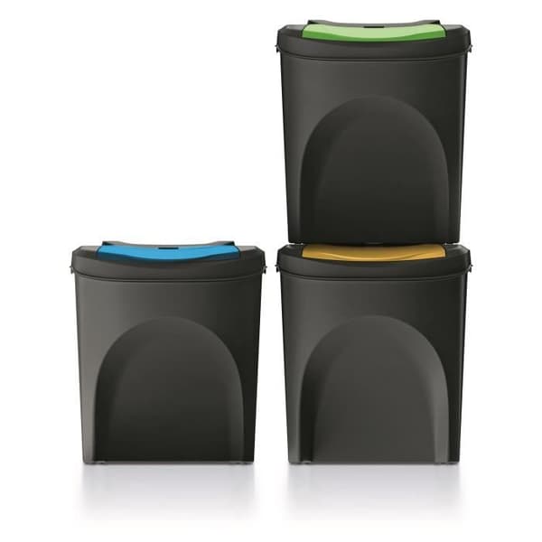 Keden Sortibox 3x25L återvinningskärl set svart