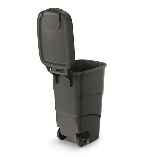 Papperskorgen med hjul och lock Keden Wheeler 90L Universal plastbehållare (svart)