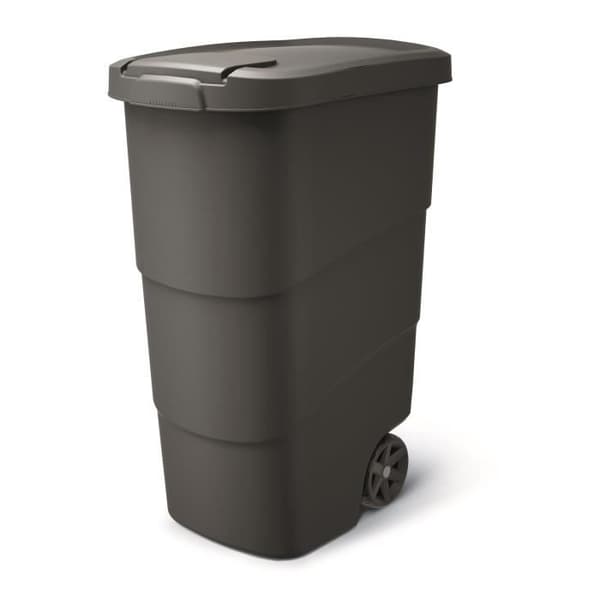 Papperskorgen med hjul och lock Keden Wheeler 90L Universal plastbehållare (svart)