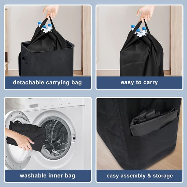 ?tervinningstunna 100L k?ksbeh?llare med lock, beh?llare med 2 svarta transportp?sar