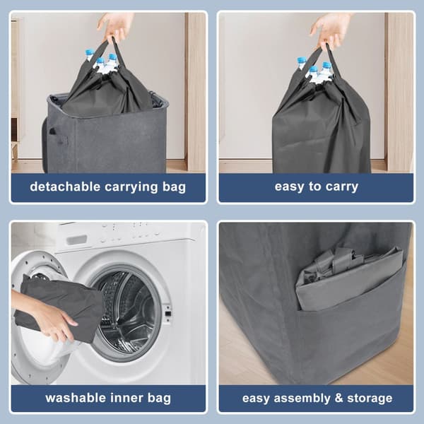 ?tervinningstunna 100L K?ksbeh?llare med lock, beh?llare med 2 transportp?sar Gr?