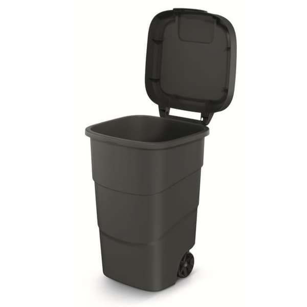 Papperskorgen med hjul och lock Keden Wheeler 95L Universal plastbehållare (svart)