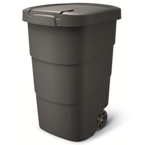 Papperskorgen med hjul och lock Keden Wheeler 95L Universal plastbehållare (svart)