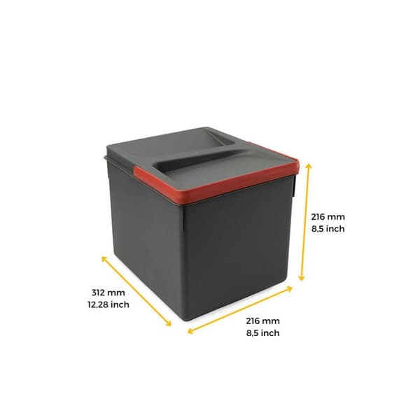 Emuca Recycle kökslådor, Höjd 216, 1x12, Antracitgrå plast, Plast.