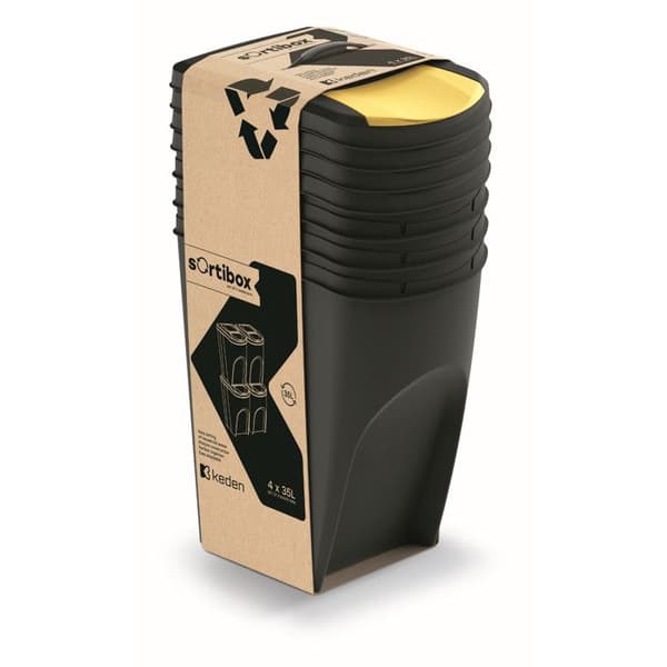 Keden Sortibox 4x35L återvinningskärl set svart