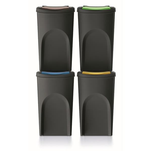 Keden Sortibox 4x35L återvinningskärl set svart