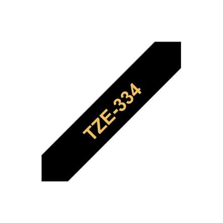 BROTHER P-Touch TZE-334 gold on black 12mm