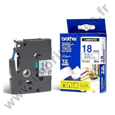 Brother laminated tape TZe-243 - Blue on white