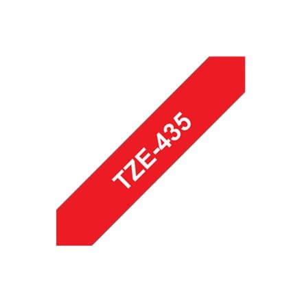 BROTHER TZE435 12mm WHITE ON RED