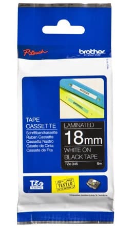 BROTHER P-Touch TZE-345 white on black 18mm