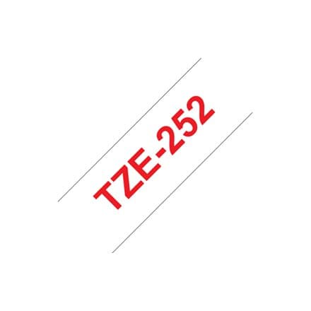 Brother TZE252 Tejp RödText, Vit botten, 24mm