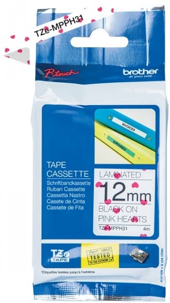 BROTHER TZe-MPPH31 tape black/heart pattern 12mm/4m