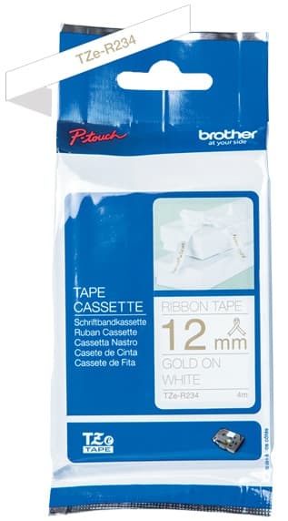 BROTHER TZe-R234 textile tape gold/white 12mm/4m