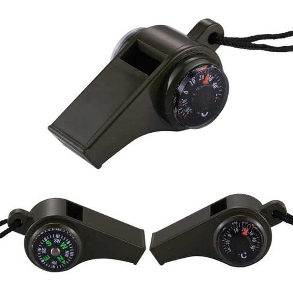 2-Pack - 3-i-1 Visselpipa med Kompass & Termometer - Överlevnad