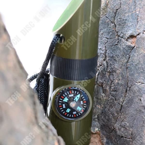 TD® Outdoor Sju-i-ett multifunktionell Whistle Survival Whistle Rescue Whistle med LED-ljustermometer Kompass 7:e