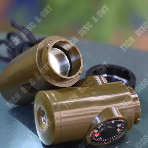 TD® Outdoor Sju-i-ett multifunktionell Whistle Survival Whistle Rescue Whistle med LED-ljustermometer Kompass 7:e