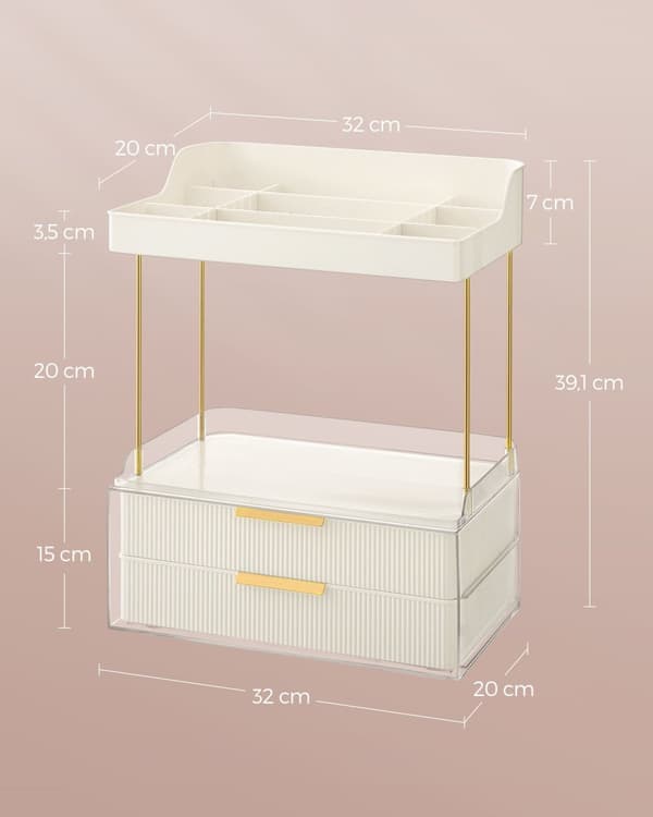 Make-up arrangør 4 niveauer 20 x 32 x 39,1 cm, Wolkwit