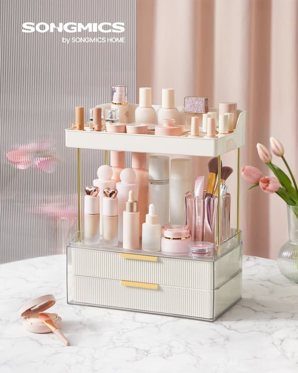Make-up arrangør 4 niveauer 20 x 32 x 39,1 cm, Wolkwit