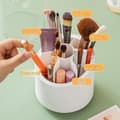 Miniatyrbillede 4 af 5: stor kapacitet 360 roterende makeup børste opbevaring tønde kommode øjenbryn blyant øjenskygge børste støvtæt med låg pen opbevaringsboks